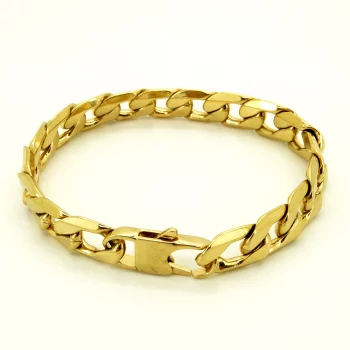 100% Stainless Steel Bracelet Men Retro Jewelry 18K Gold Plated T and CO Curb Cuban Chain 6/8/12 mm Width 8&quot; Inches
