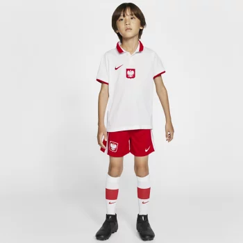 Футбольный комплект для дошкольников с символикой домашней формы сборной Польши 2020 - Белый